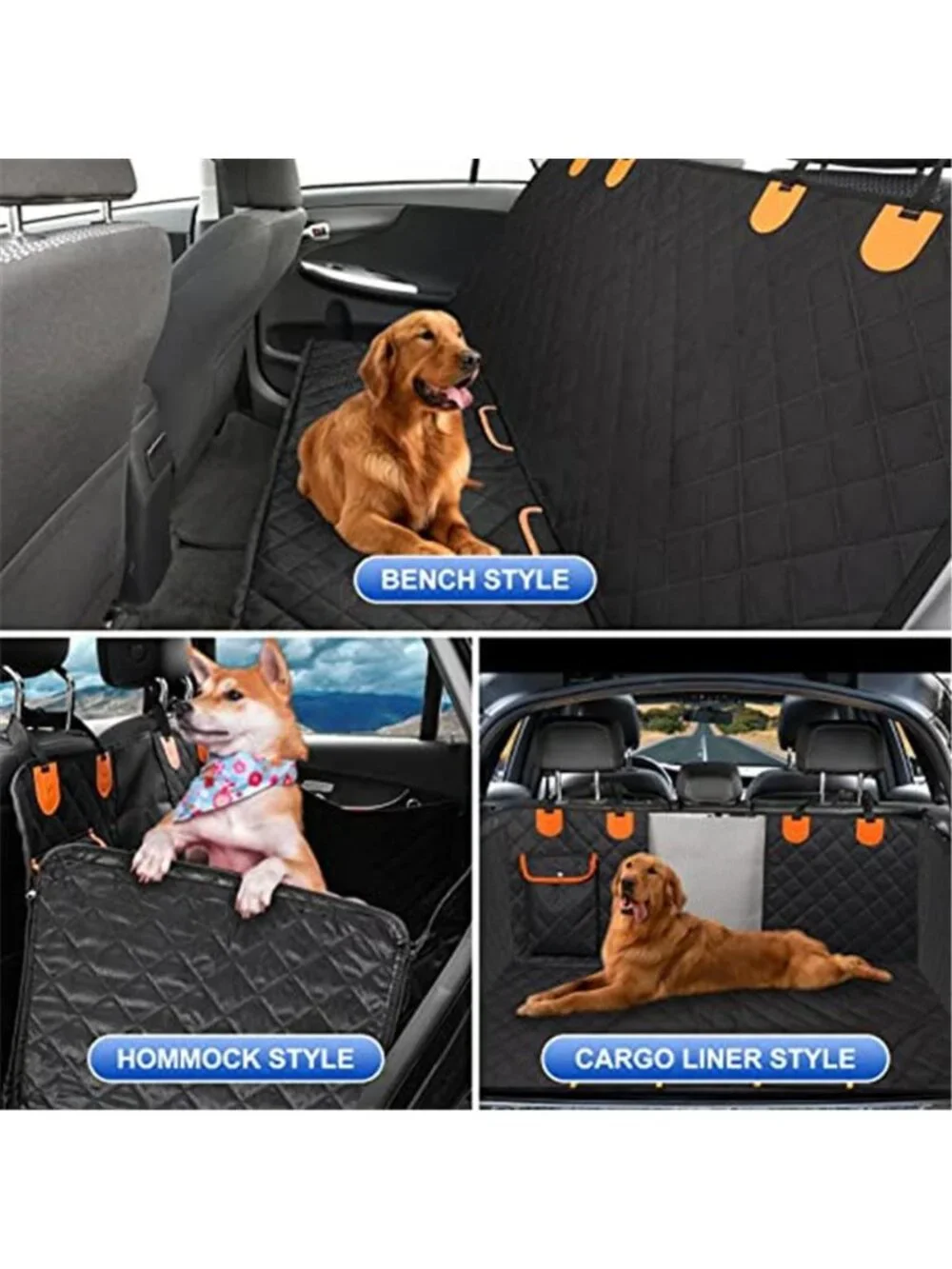 Dog Car Seat Cover for Back Seat 600D Scratchproof Nonslip Durable Waterproof